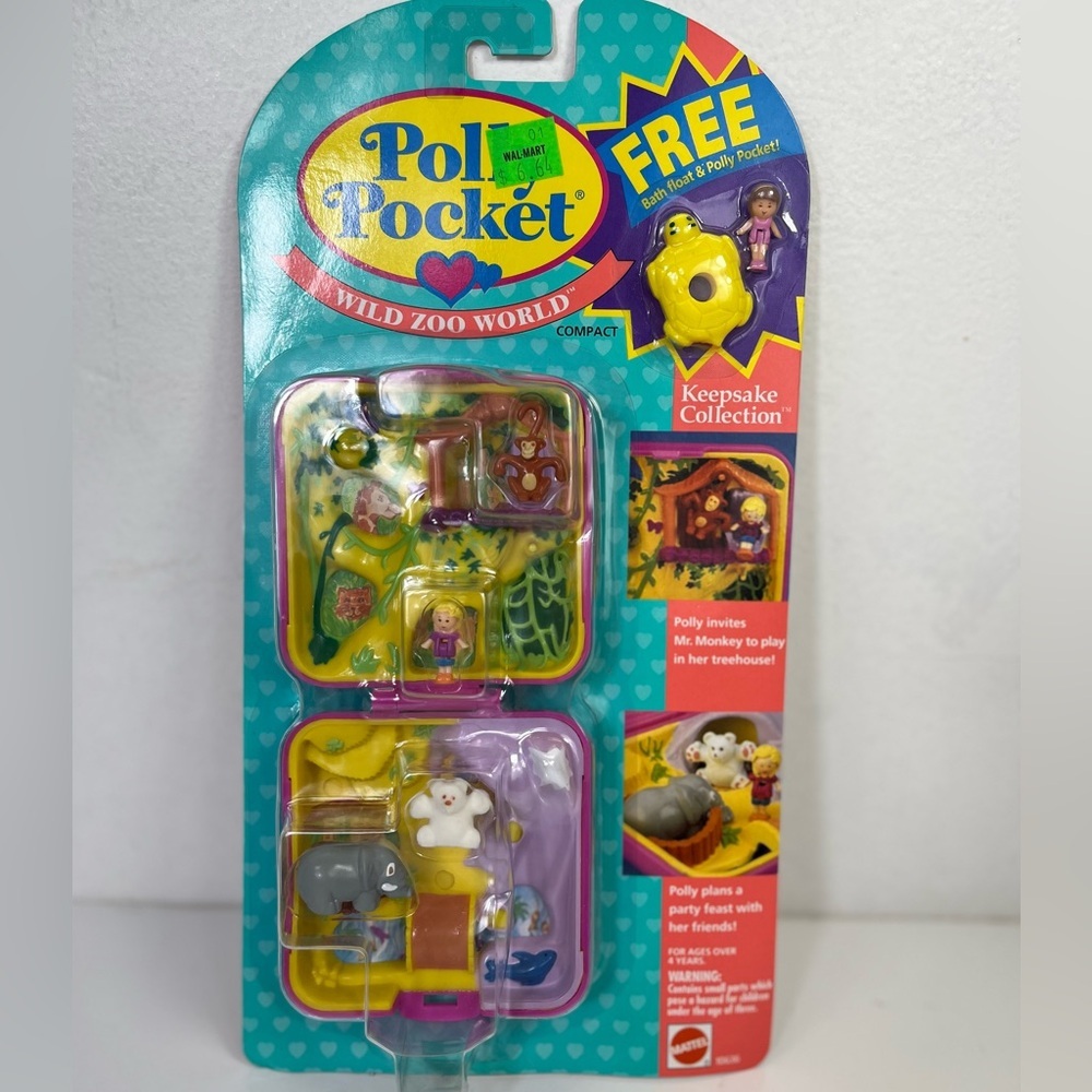 Polly Pocket 10636‎ Wild Zoo world compact NIP 1994 Bluebird  w/ bonus